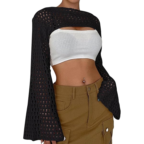 ZXZY Women Soft Ribbed Sparkly Rhinestone Fringe Long Sleeve